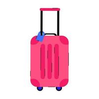 Travel suitcase with wheels. Luggage for tourism concept. Flat vector illustration isolated on white background.