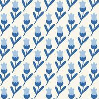 Blue Flowers Pattern Background. Social Media Post. Floral Vector Illustration.