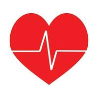 Heart beat icon vector. Pulse ecg cardiogram, red heart life illustration vector