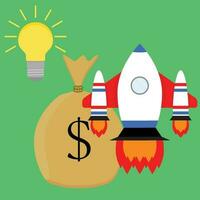 Financially successful launch start up idea. Business start, vector illustration