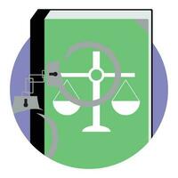 Justice and punishment icon. Constitution and handcuffs, emblem app icon, trial and verdict, vector illustration