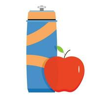 Sports nutrition water and fruit. Fresh vitamin lifestyle, vector illustration