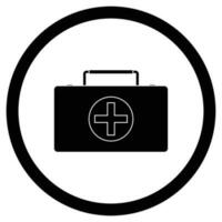 Medicine chest vector icon black. First aid kit monochrome icon illustration