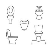 A set of toilet bowls.Toilet kit line icon, logo highlighted on a white background, toilet bowl. Vector