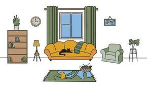 Living room graphic home interior sketch illustration vector . Vector