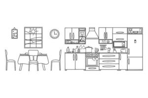 cocina con mueble. moderno acogedor cocina interior. vector