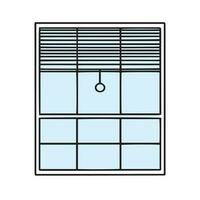 Window design template with blinds. Vector creative symbol in linear style. Vector illustration