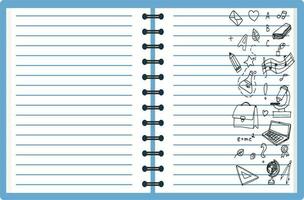 School doodle on notebook page vector background file