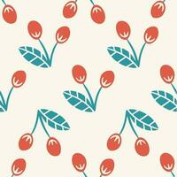 Red Flowers Pattern Background. Social Media Post. Floral Vector Illustration.