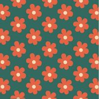 Red Pink Flowers Pattern Background. Social Media Post. Floral Vector Illustration.
