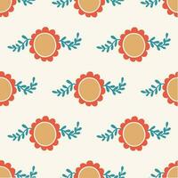 Red Flowers Pattern Background. Social Media Post. Floral Vector Illustration.