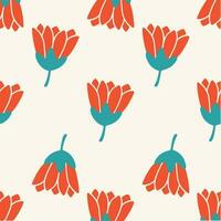 Red Flowers Pattern Background. Social Media Post. Floral Vector Illustration.