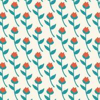 Red Flowers Pattern Background. Social Media Post. Floral Vector Illustration.