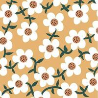 Tropical White Flowers Pattern Background. Social Media Post. Botanical Vector Illustration.