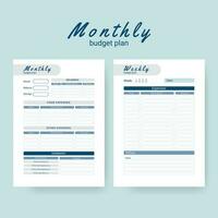 imprimible personal mensual presupuesto planificador, vector ilustración