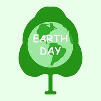 Earth globe with green tree vector illustration. Concept of World Environment Day, save the Earth, Earth day