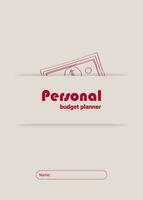 Cover of the personal monthly budget planner, vector illustration