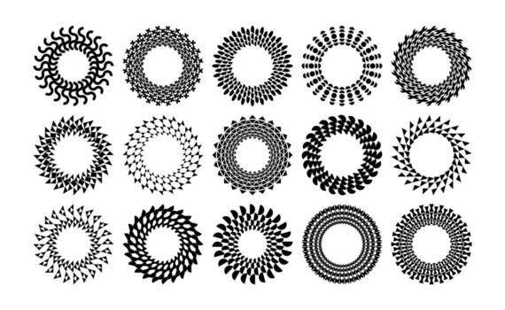 Geometric circle frame logo design set. Abstract line rounded border template. vector