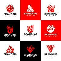 Abstract fire gas logo design template set. Modern flame logo branding set. vector