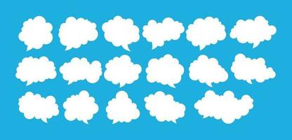 Abstract flat cloud chat border design set. Modern cloud bubble message design. vector