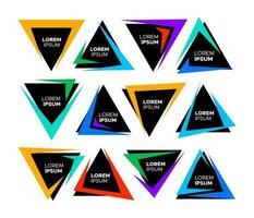 Set of colorful abstract triangle border logo design. Modern line triangle frame. vector