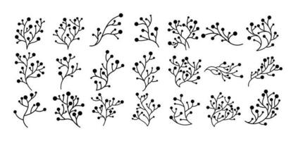 conjunto de naturaleza eucalipto flor planta diseño. línea orgánico eco hoja logo icono. vector