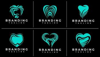 Collection of abstract tooth dental logo design. Modern dentistry logo brand set. vector
