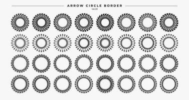 Abstract pointer arrow circle frame border logo set. Modern arrow round badge. vector