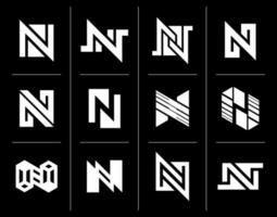 Modern line monogram letter N logo design set. Digital technology initial N logo. vector