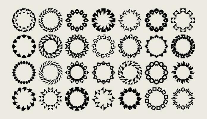 Collection of abstract circle frame icon logo. Luxury element sun circle border.