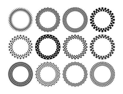 Collection of luxury ornate circle border logo. Elegance line round frame logo.
