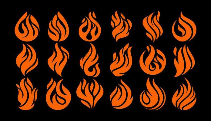 Modern abstract smoke fire logo design bundle. Simple flame gas logo icon set.