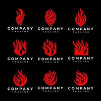 Set of abstract fire logo design template. Modern smoke flame logo branding. vector