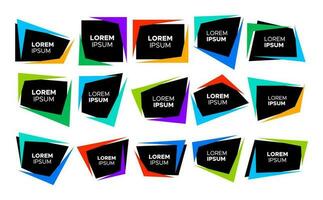 Colorful line abstract square border design. Modern simple box border logo set. vector