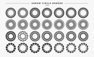 Modern abstract arrow line circle border set. Digital pointer arrow round border. vector