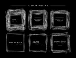 Collection of abstract line scribble square border. Blend line box frame logo. vector