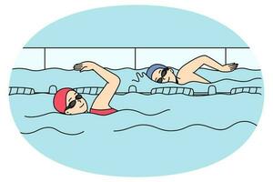 People swimming in pool vector