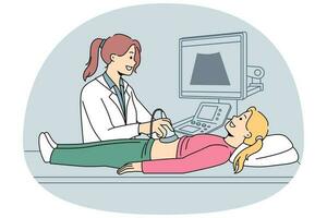 Doctor do ultrasound checkup for kid vector