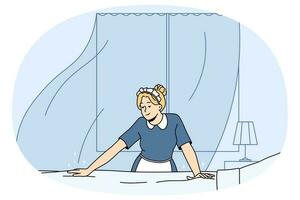 Housekeeper working in hotel vector