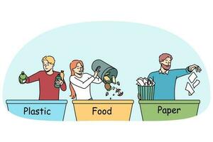 People sorting garbage vector