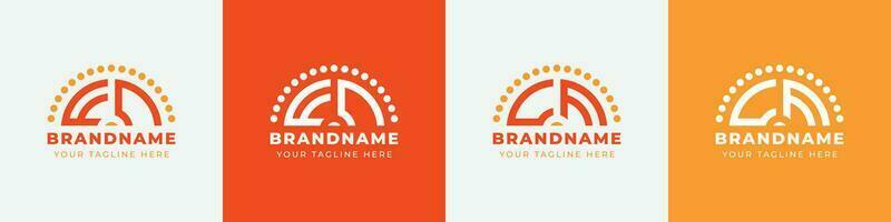 Letter CF and FC Sunrise  Logo Set, suitable for any business with CF or FC initials. vector