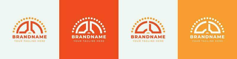 Letter CD and DC Sunrise  Logo Set, suitable for any business with CD or DC initials. vector