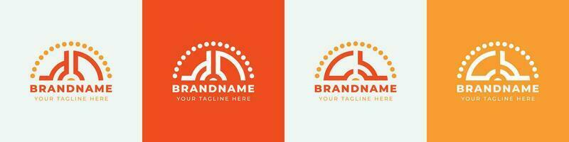 Letter CY and YC Sunrise  Logo Set, suitable for any business with CY or YC initials. vector