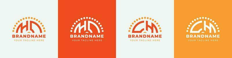 Letter CH and HC Sunrise  Logo Set, suitable for any business with CH or HC initials. vector