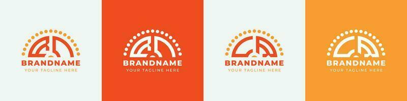 Letter CR and RC Sunrise  Logo Set, suitable for any business with CR or RC initials. vector