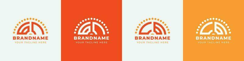Letter CG and GC Sunrise  Logo Set, suitable for any business with CG or GC initials. vector