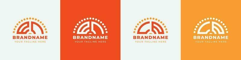 Letter CE and EC Sunrise  Logo Set, suitable for any business with CE or EC initials. vector