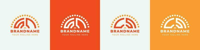 Letter CS and SC Sunrise  Logo Set, suitable for any business with CS or SC initials. vector