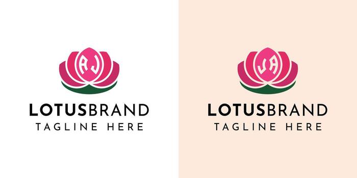 Letter AJ and JA Lotus Logo Set, suitable for any business related to lotus flowers with AJ or JA initials. vector