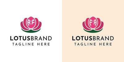 Letter AF and FA Lotus Logo Set, suitable for any business related to lotus flowers with AF or FA initials. vector